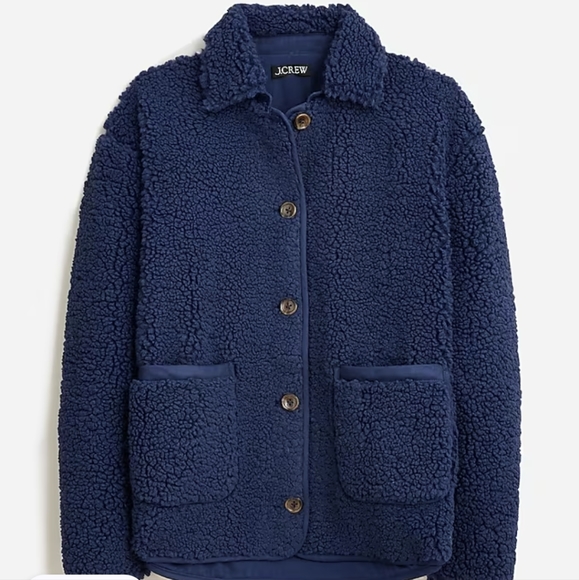 Navy Sherpa J.Crew Barn Jacket size Large - Picture 2 of 4
